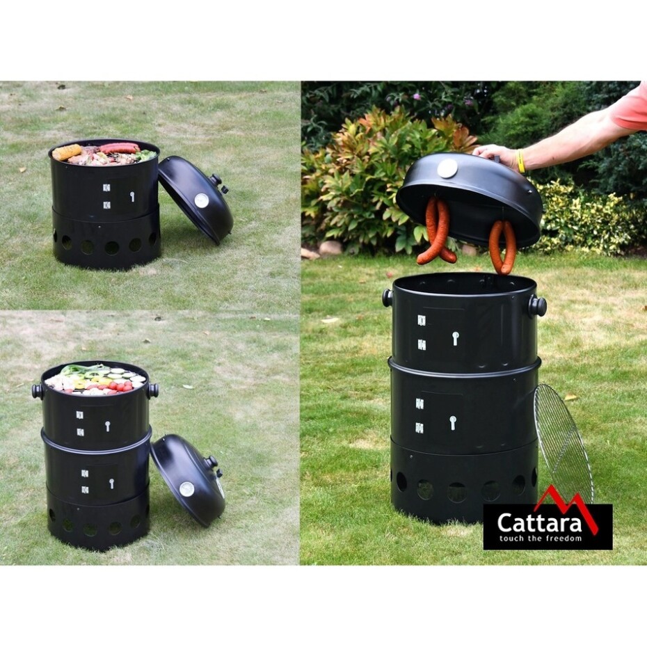 Cattara Gril-udírna na dřevěné uhlí PISA 3in1, 40 x 80 x 40 cm - main (6)