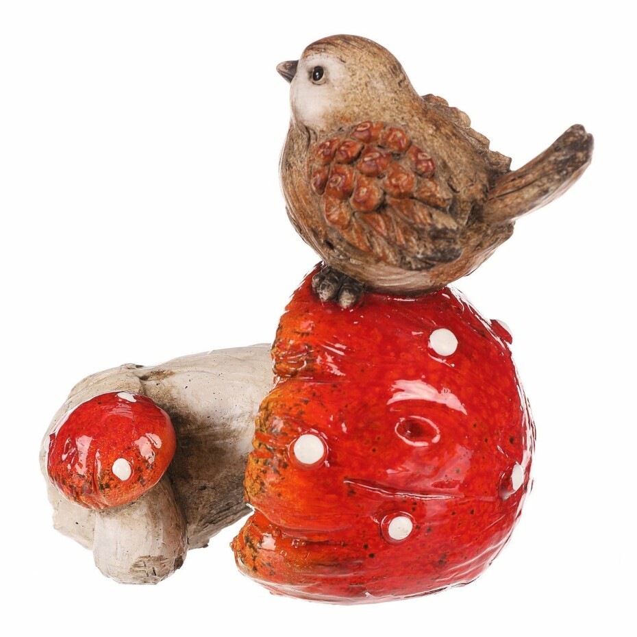Ptáček na muchomůrce, polyresin, 10 x 14 x 13 cm - main (1)