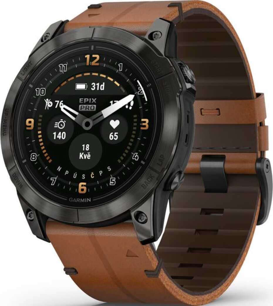 Garmin Epix™ Pro 51mm (Gen 2) Sapphire Edition Carbon Gray DLC Titanium / Chestnut Leather Band - 010-02804-30 - main (11)