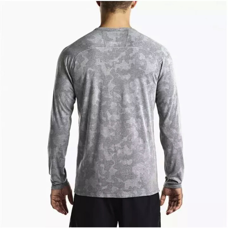 Pánské tričko Saucony  Negative-Splt Jacquard LS grey M - main (2)