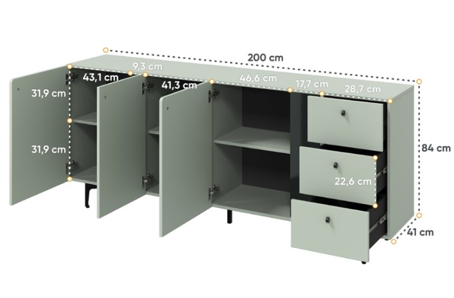 Dig-net nábytek Komoda FARLEN CS-03 | zelená - main (5)