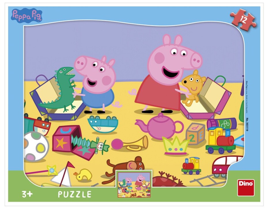 Puzzle Pepa Pig si hraje Tvary 12 dílků na podložce - Dino - main (0)