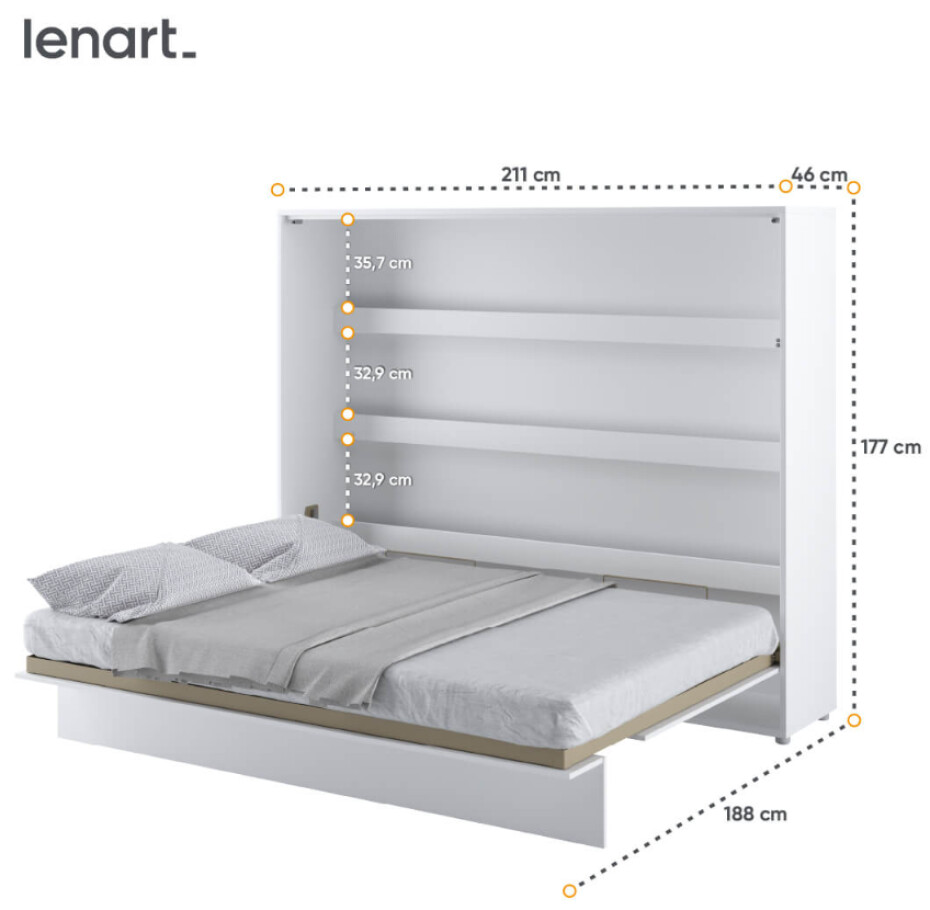 Dig-net nábytek Sklápěcí postel Lenart BED CONCEPT BC-14p | bílý lesk 160 x 200 cm - main (6)