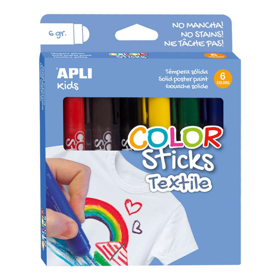 APLI barvy v tyčince na textil, 6 x 6 g, mix barev - main (0)