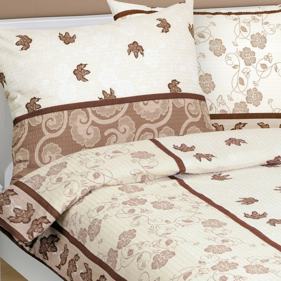 Bellatex Krepové povlečení List hnědá, 140 x 200 cm, 70 x 90 cm - main (2)