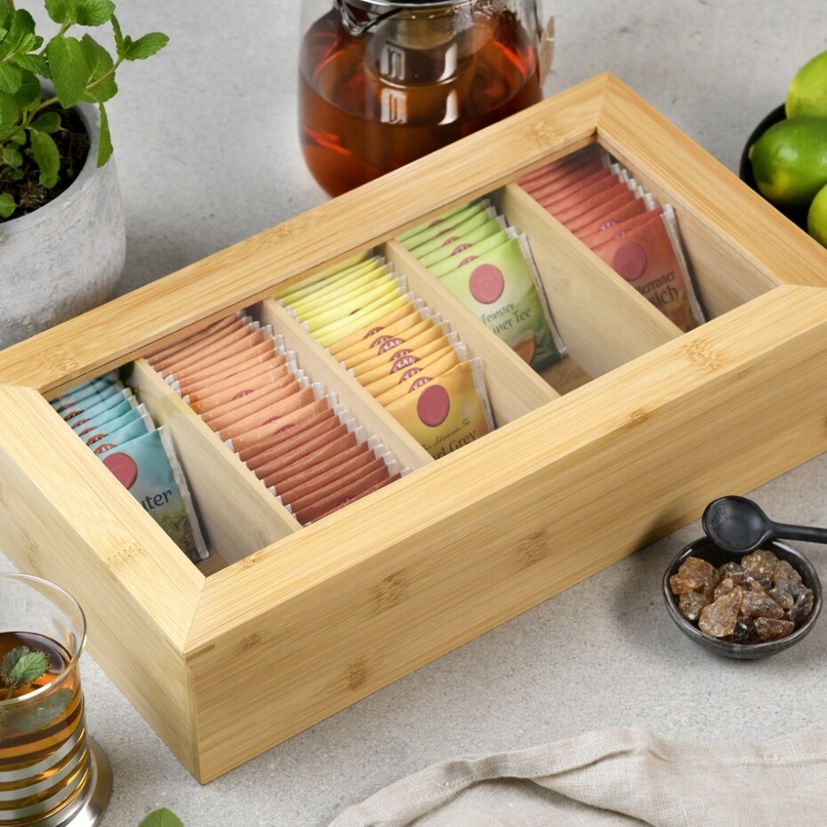Kesper 58900 Organizér na čaje bambus, 5 přihrádek, 36 x 20 x 9 cm - main (1)