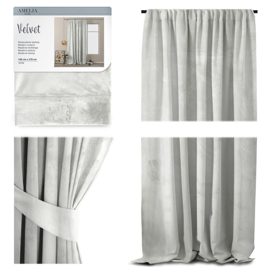 ArtFlhf Stínicí závěs VELVET PLEAT P | 140 x 270 cm Barva: Bílá - main (8)