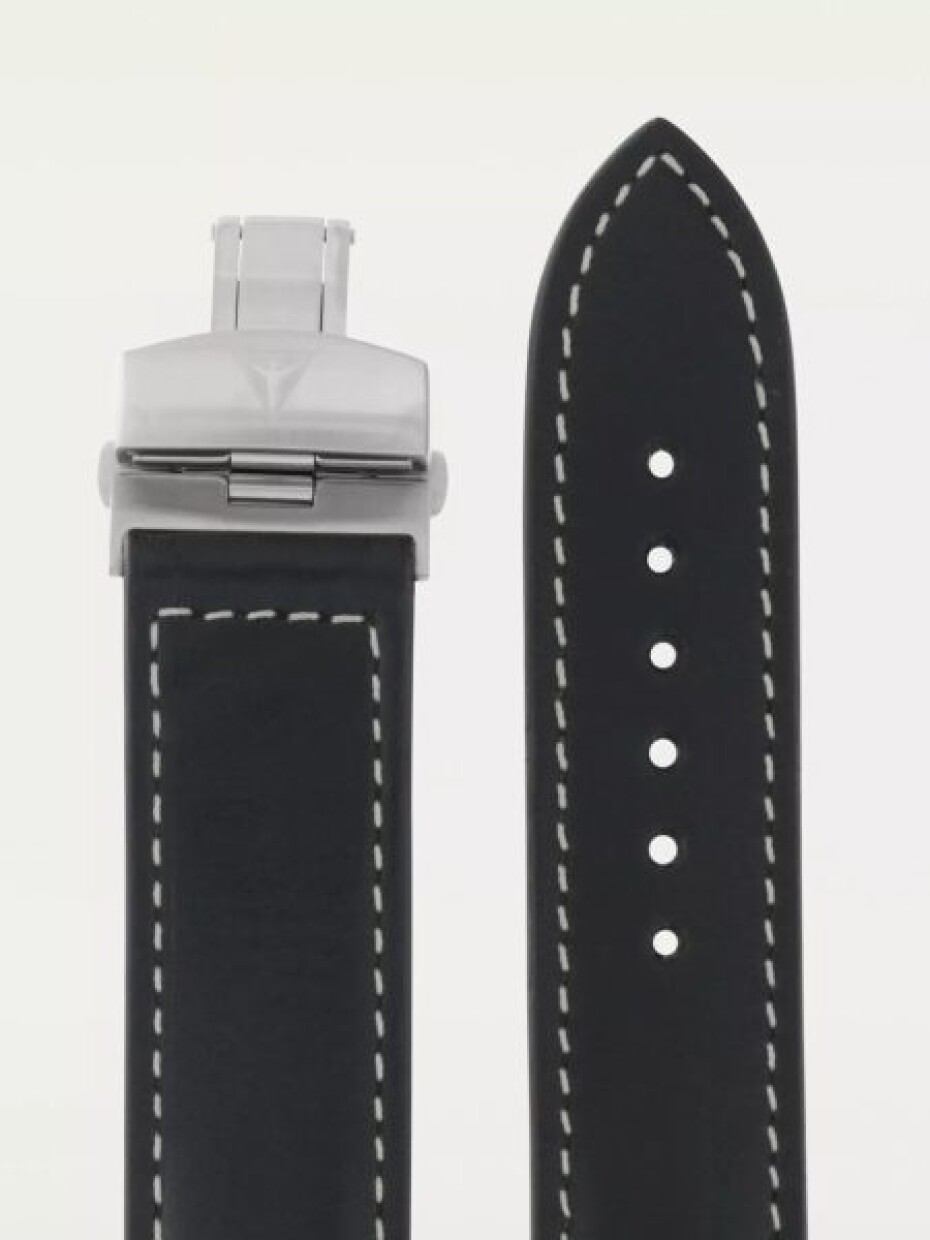 Kožený řemínek Junkers 22mm - černý/motýlová spona - main (1)
