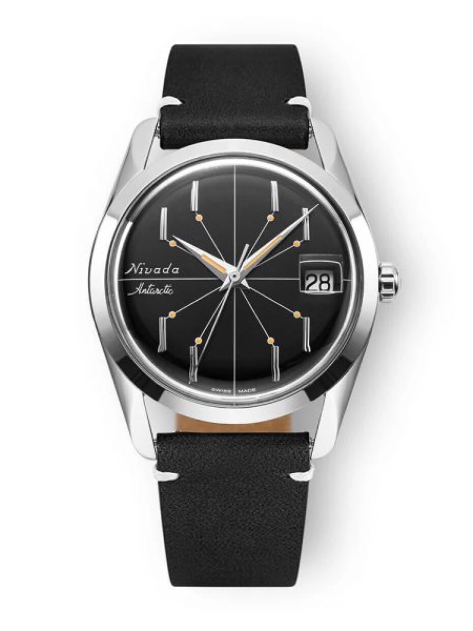 Nivada Grenchen Antarctic Spider Black 35 mm - Black leather White Stitching - main (5)