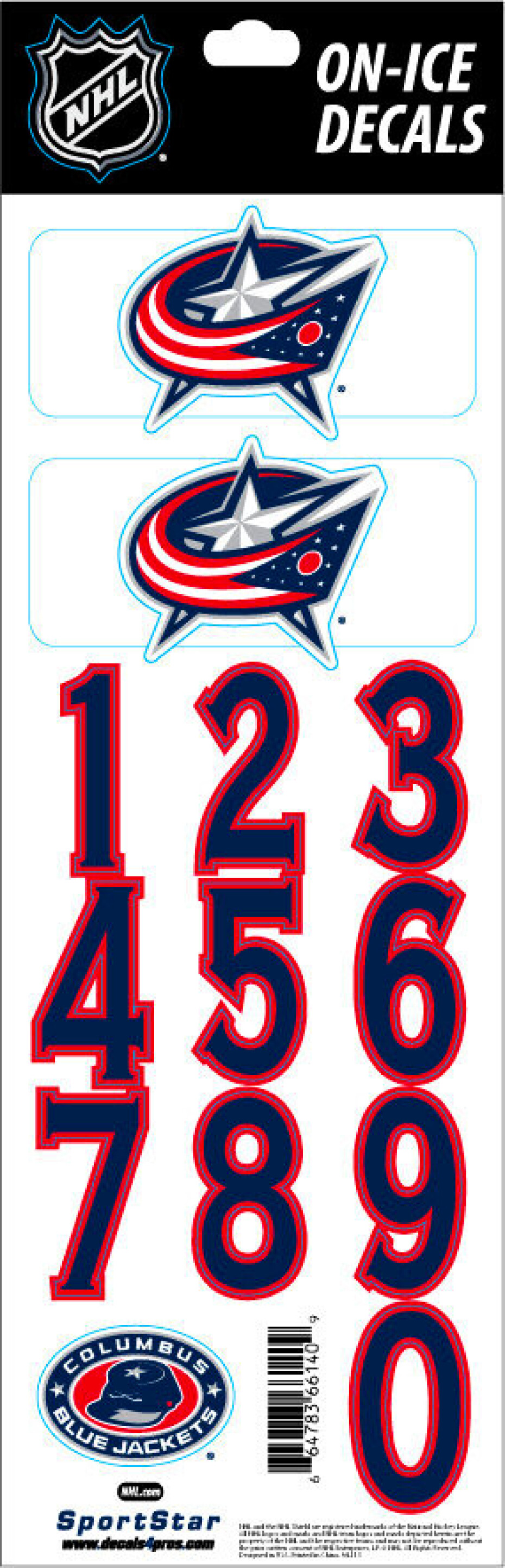 Čísla na helmu Sportstape  ALL IN ONE HELMET DECALS - COLUMBUS BLUE JACKETS - main (0)