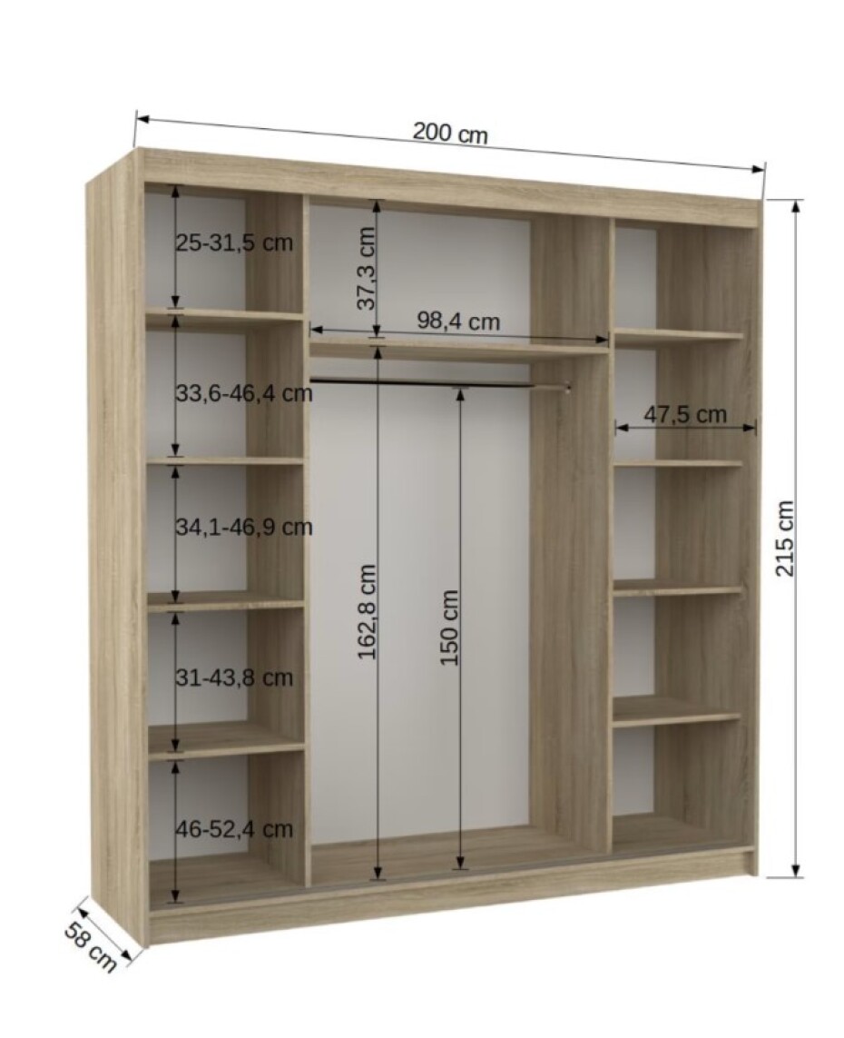 ArtAdrk Šatní skříň DALMATIA | černá 200 cm - main (2)
