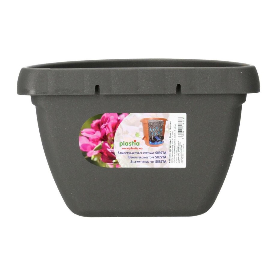 Plastia květináč samozavlažovací Siesta - na zeď 29 cm antracit - main (2)