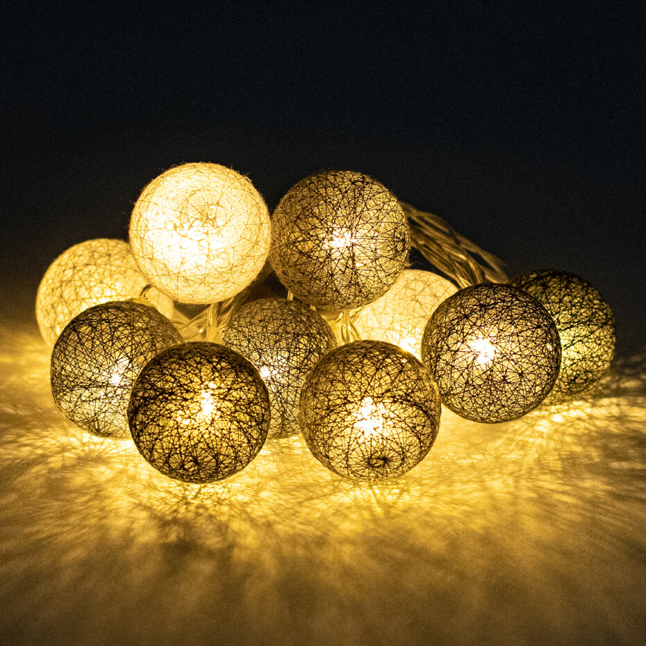 Světelný řetěz s 10 LED koulemi Greyhound, teplá bílá - main (2)