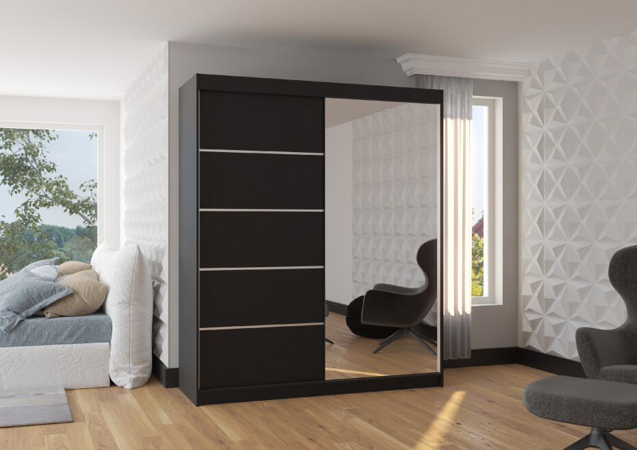 ArtAdrk Šatní skříň CARO | 180 cm Skříň: černá - main (0)