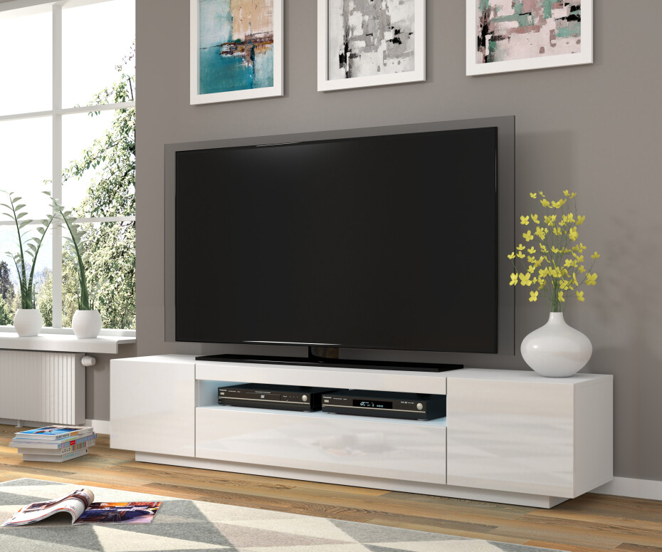 ARTBm TV stolek AURA 200 | bílý - bílý lesk - main (3)