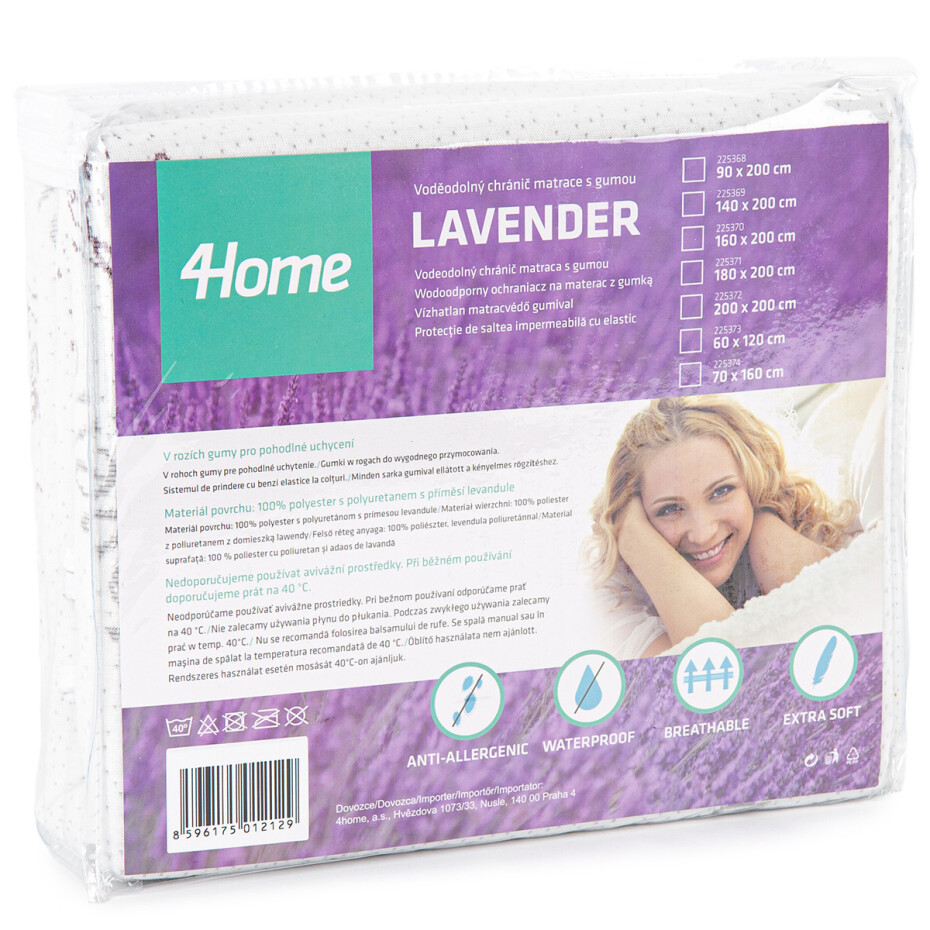 4Home Lavender Nepropustný chránič matrace s gumou, 90 x 200 cm - main (7)