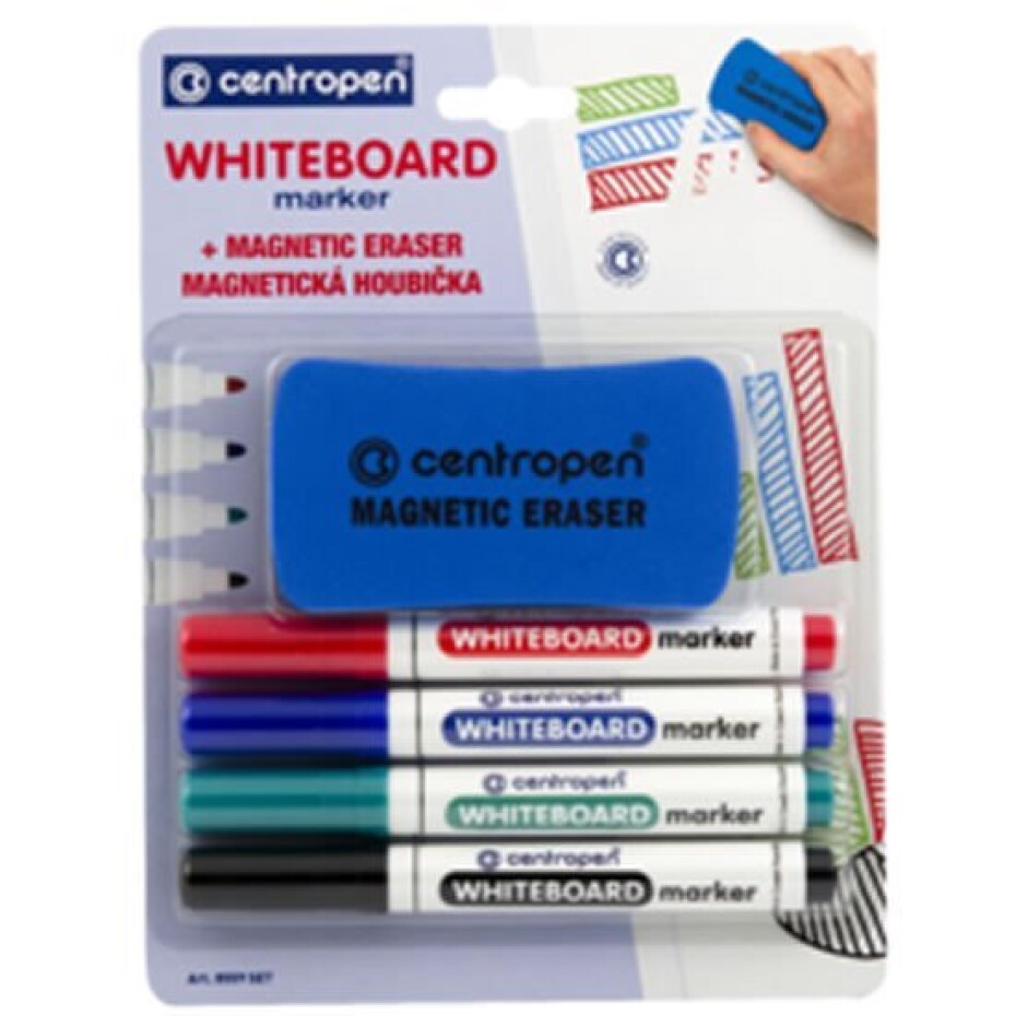 Centropen popisovač 8559 stíratelný - sada 4 ks + houba - main (0)