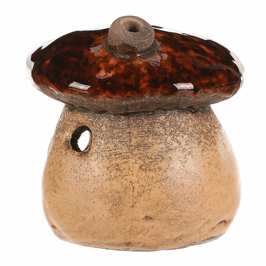 Svícen Houbový domek hnědá, 12 x 12 x 13 cm - main (2)