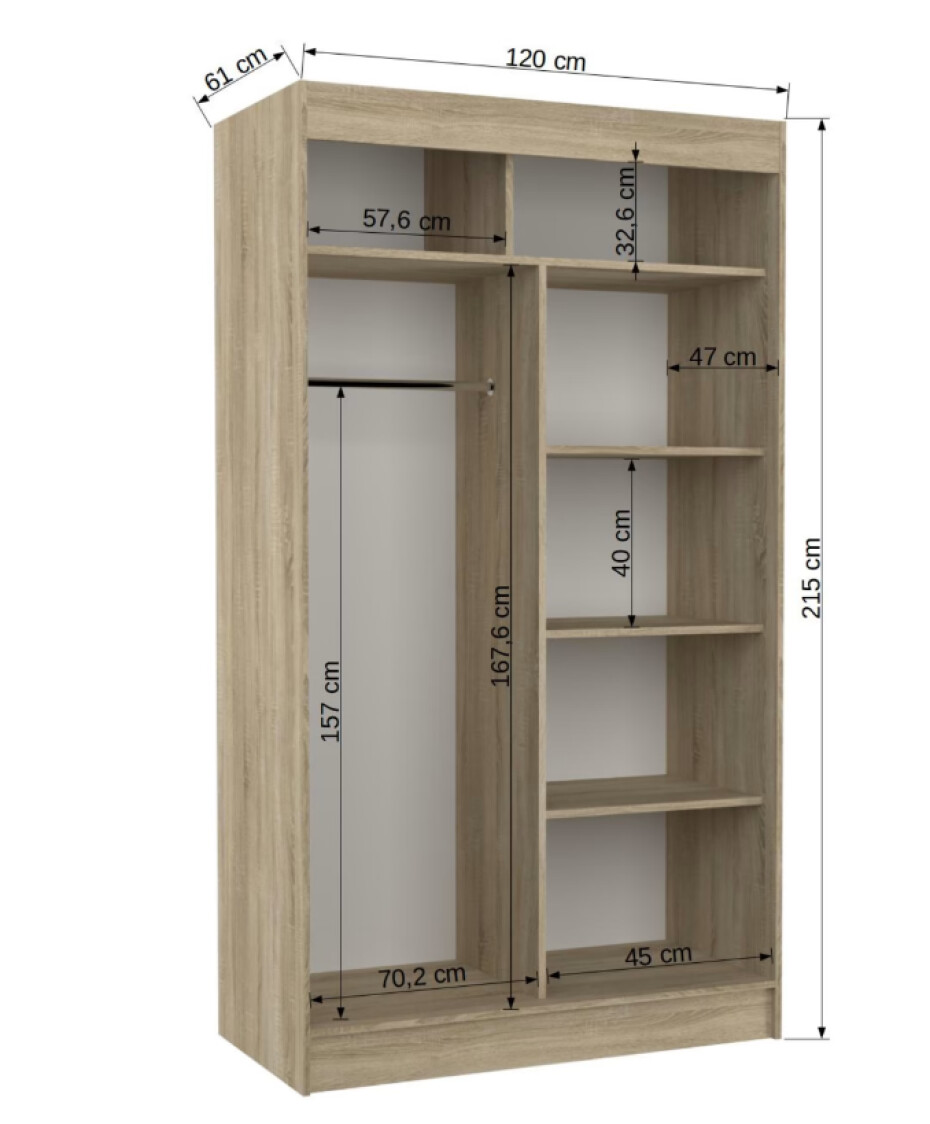 ArtAdrk Šatní skříň KAREN | 120 cm Barva: dub sonoma/černé pásy - main (4)