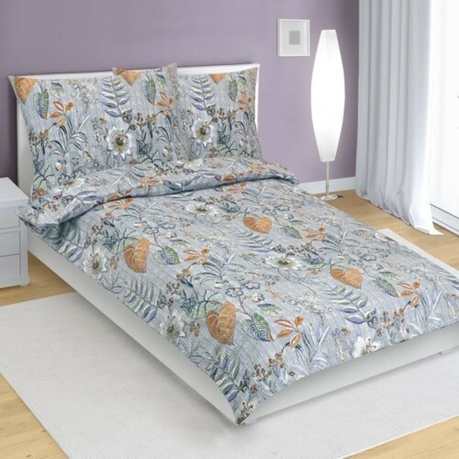 Bellatex Krepové povlečení Listí fialová, 140 x 200 cm, 70 x 90 cm - main (0)