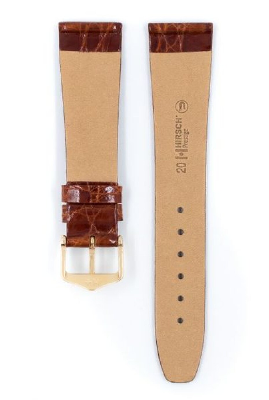 Řemínek Hirsch Prestige Crocodile - zlatohnědý - 15 mm - M – Střední délka - 14 mm - Zlatá - main (2)