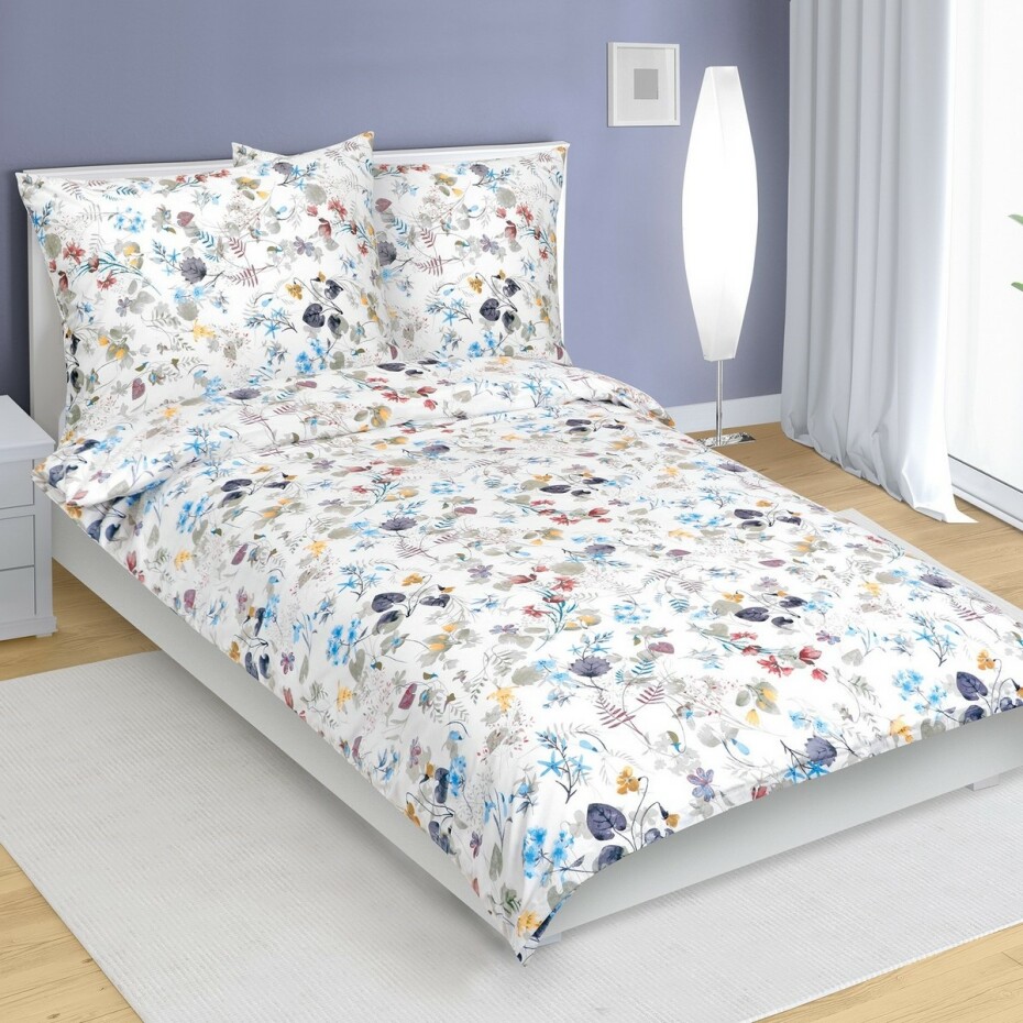 Bellatex Bavlněné povlečení Kvítí modrá, 140 x 200 cm, 70 x 90 cm - main (0)