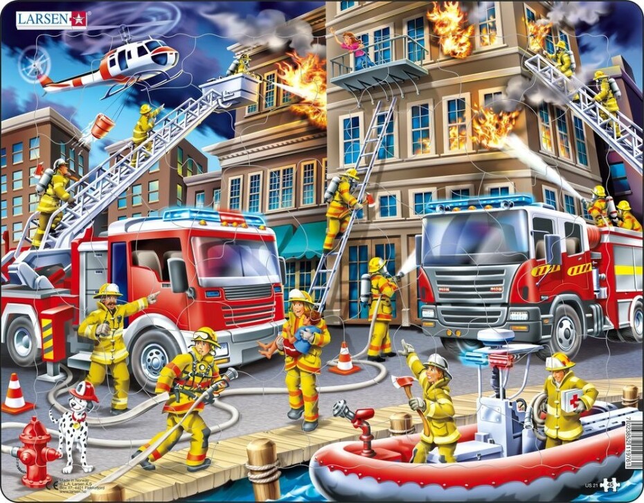 Puzzle MAXI - Hasiči - požár domu/45 dílků - Larsen - main (0)