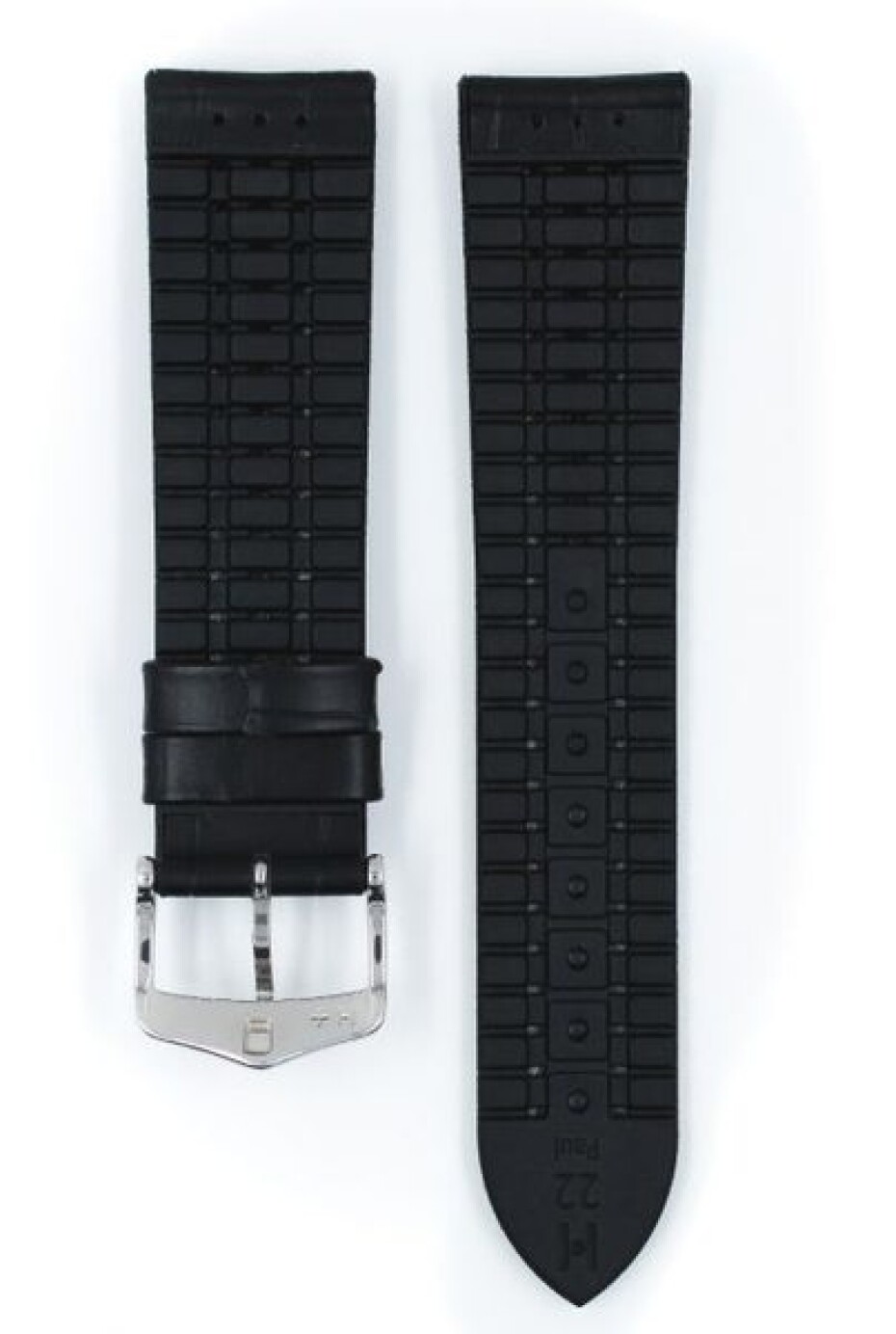 Řemínek Hirsch Paul - černý - 22 mm - XL - Prodloužená délka - 20 mm - Stříbrná - main (2)
