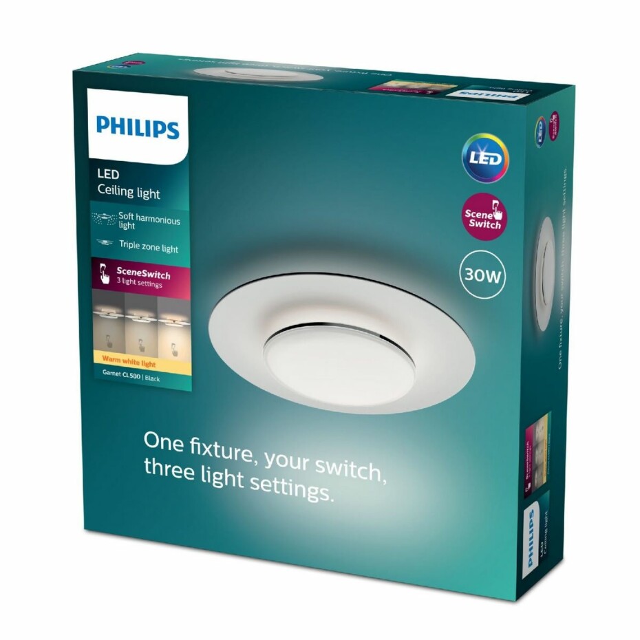 Philips 8720169195196 stropní LED svítidlo Garnet, černá, 1x 30 W 3100lm 2700K IP20 - main (4)