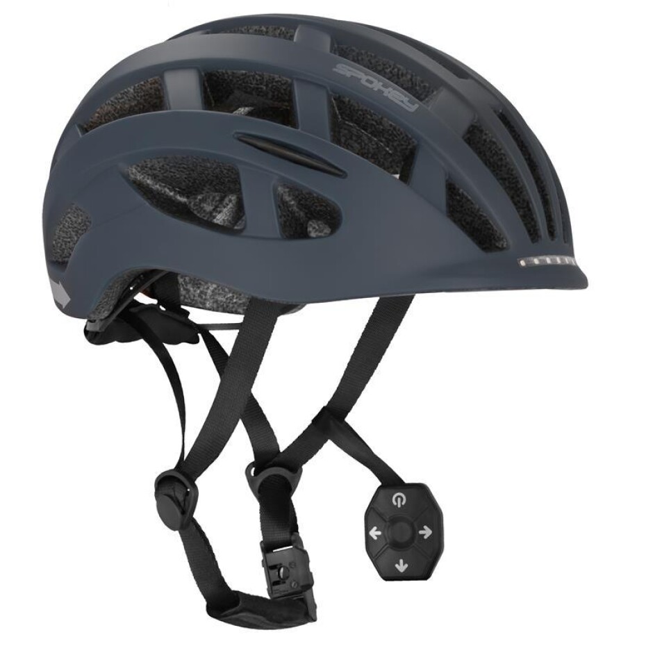 Spokey POINTER PRO Cyklistická přilba pro dospělé s LED blikačkou a blinkry, 58-61 cm, černá - main (0)