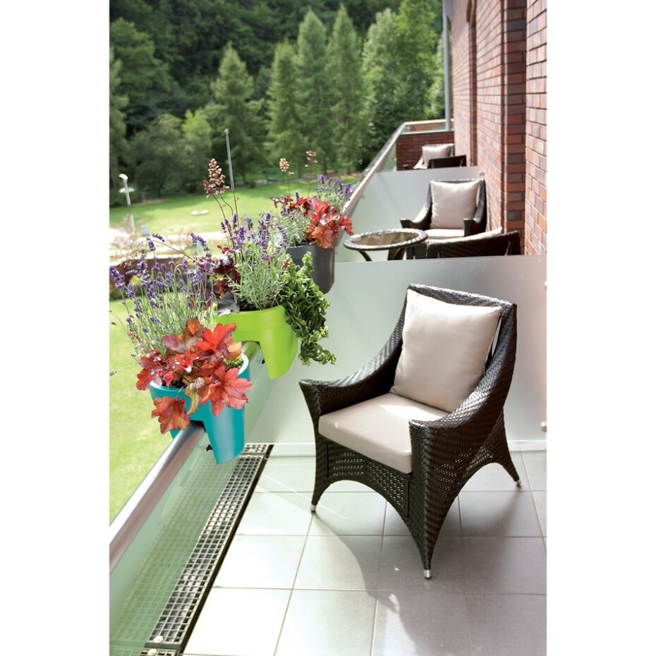 Květináč na zábradlí Lofly Railing bílá, 24,5 cm, 24,5 cm - main (2)