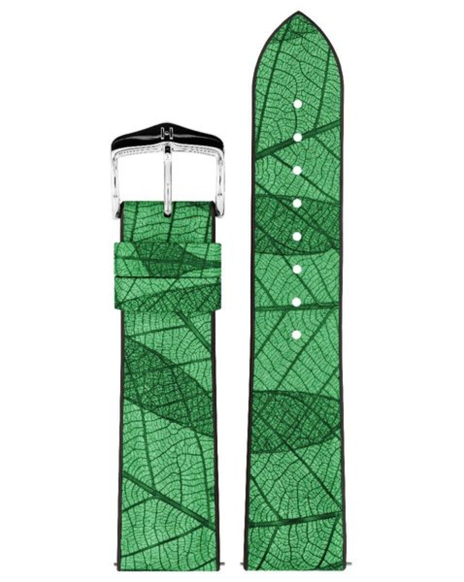 Řemínek Hirsch Leaf - zelený - 20 mm - M – Střední délka - 18 mm - Stříbrná - main (2)