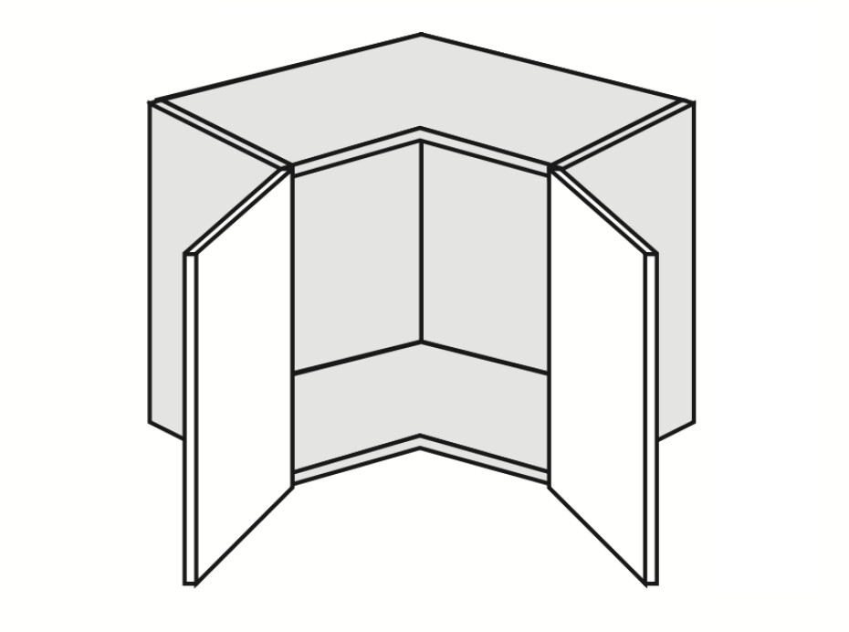 ArtExt Kuchyňská skříňka horní rohová nízká FLORENCE lesk | W12 60/36 Barva korpusu: Černá - main (2)