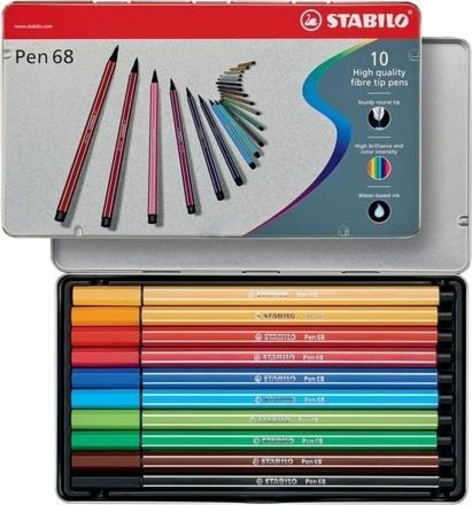 Fixa STABILO Pen 68 sada 10 ks v kovovém pouzdru - main (0)