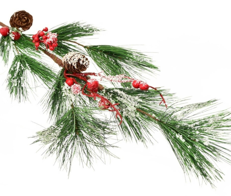 Umělá větvička borovice s dekorací, 75 cm - main (3)