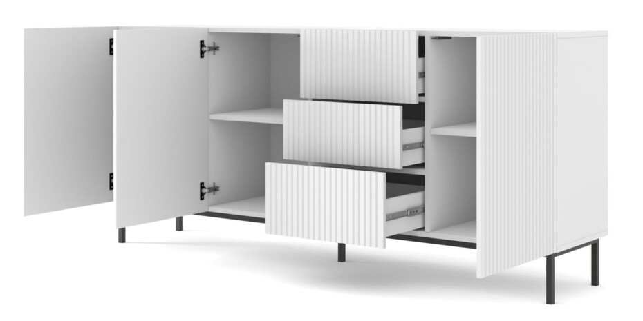 ARTBm Komoda RAVENNA B 3D3S 200 | bílá matná Provedení: Bílá matná / černá podnož - main (12)
