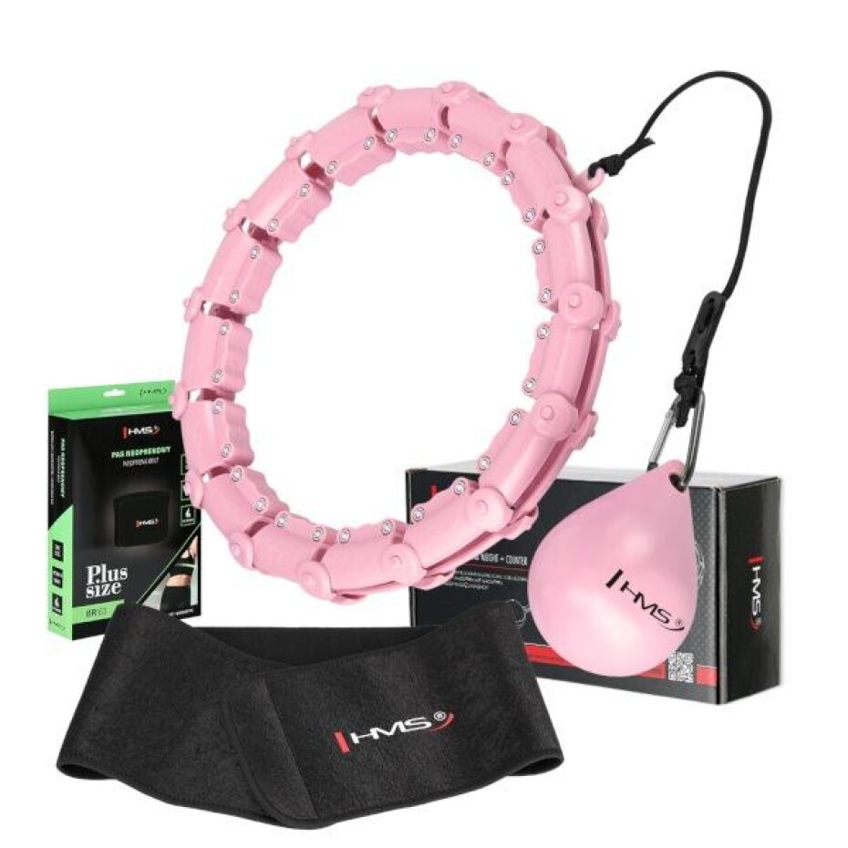 HMS Sada růžové masážní Hula Hoop se závažím HHW11 a zeštíhlujícího bederního pásu HMS BR163 PLUS SIZE - main (0)