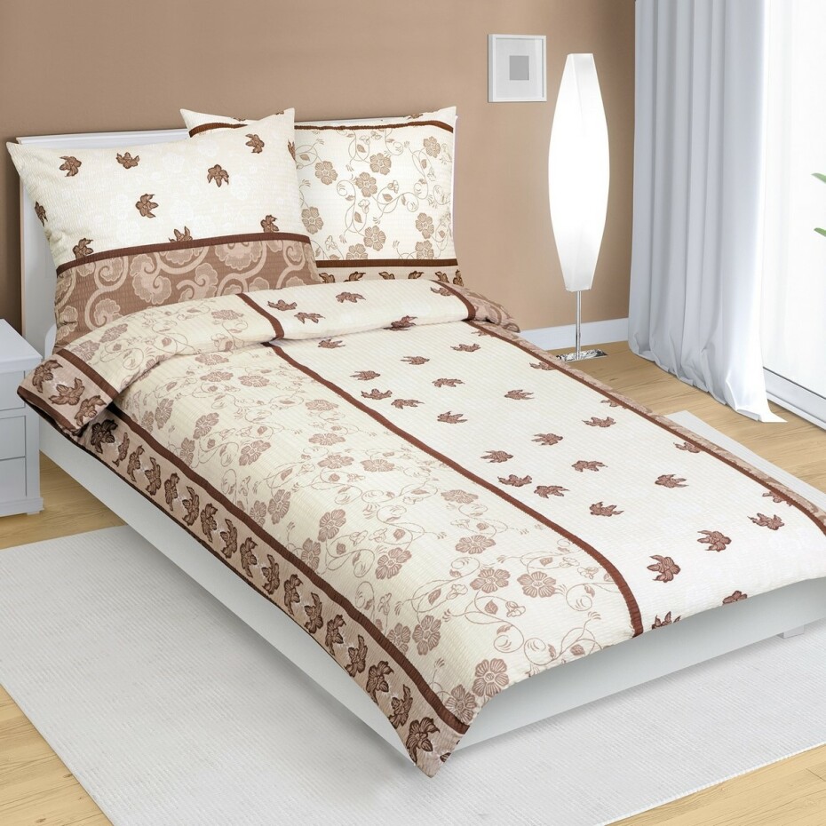 Bellatex Krepové povlečení List hnědá, 140 x 200 cm, 70 x 90 cm - main (0)