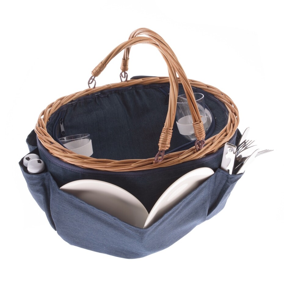 Proutěný piknikový koš pro 2 osoby s termoboxem, 40 x 30 x 21 cm, 2,17 kg - main (0)