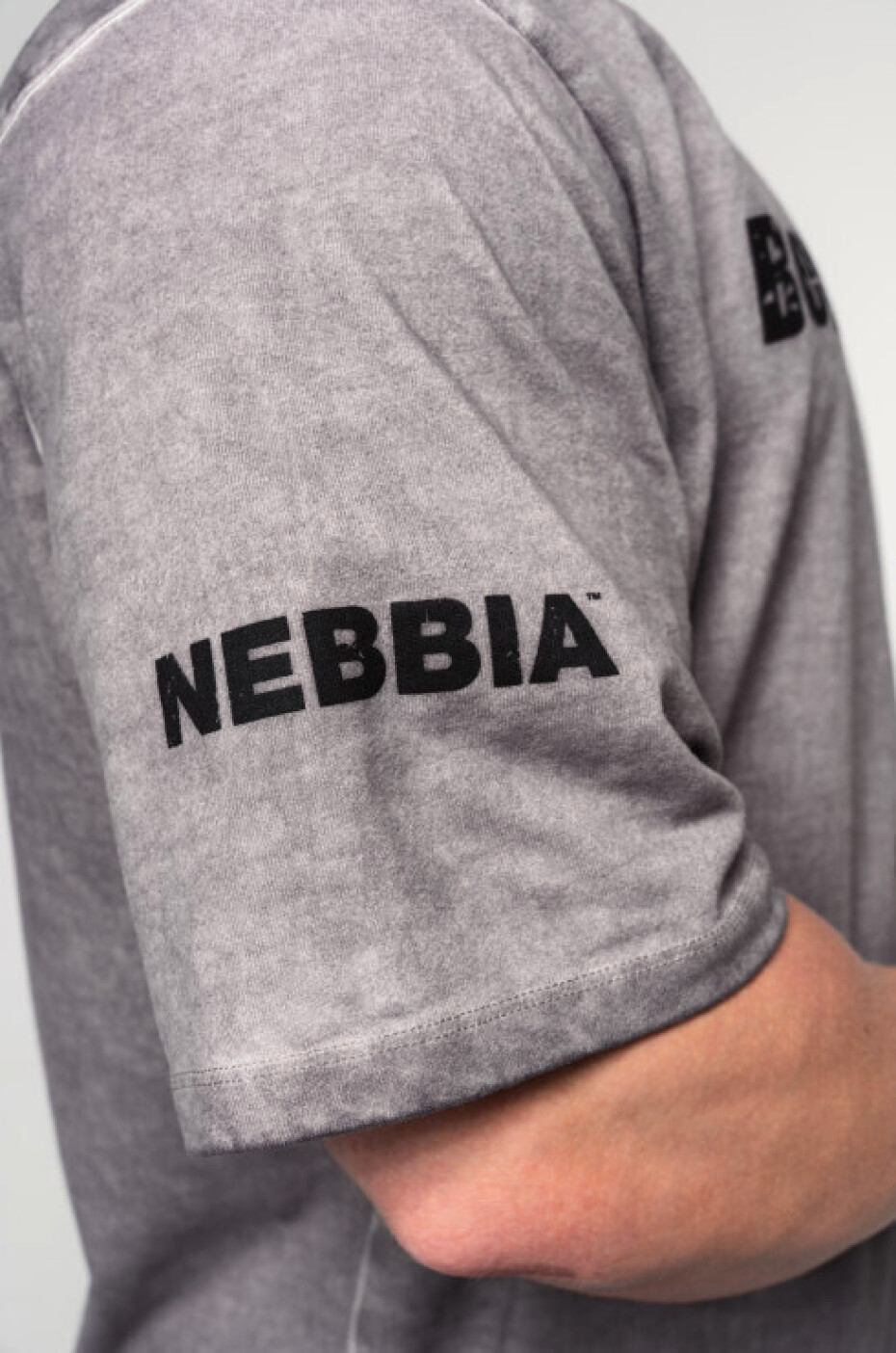Pánské tričko Nebbia  Washed-off Heavyweight Cotton Oversized T-shirt GRIND Light Grey L - main (5)