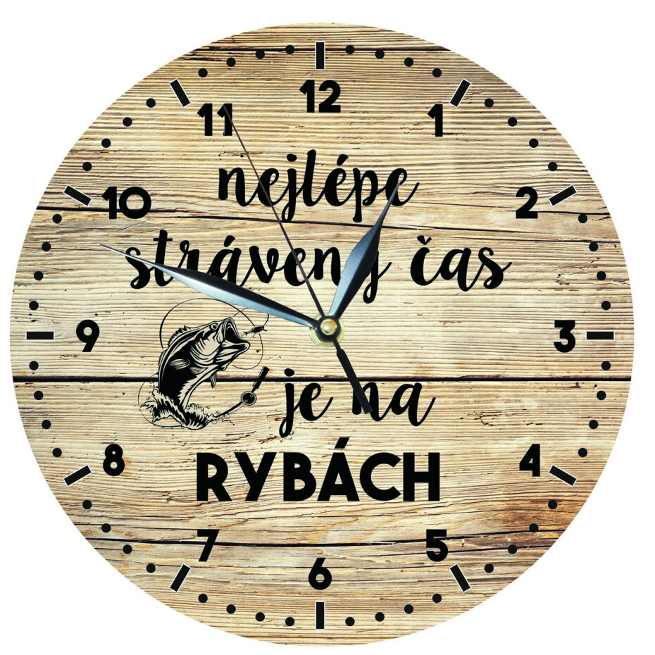 Bohemia Gifts Dřevěné hodiny - Pro rybáře, 24 cm - main (0)