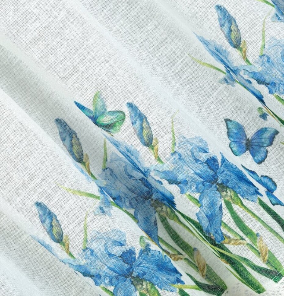 ArtFir Krátká záclona ALA P | bílá/modrá 150 x 60 cm - main (2)