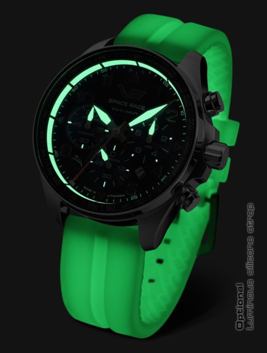 Vostok Europe Space Race Chrono Line 6S20-325A741S - Bílý silikonový řemínek (luminiscenční) - main (5)