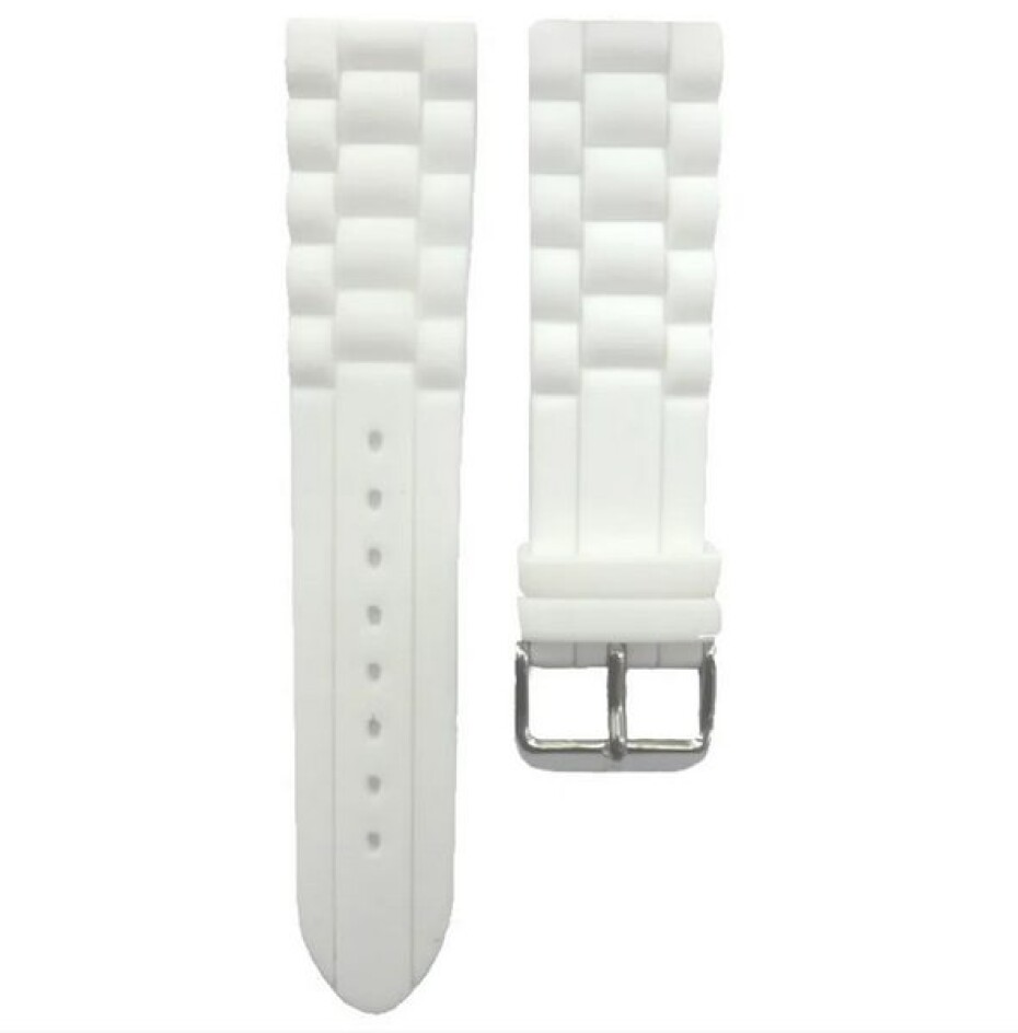 Řemínek Hirsch Jelly (NO QR) - bílý - 22 mm - L – Standardní délka (doporučujeme) - 20 mm - Stříbrná - main (0)