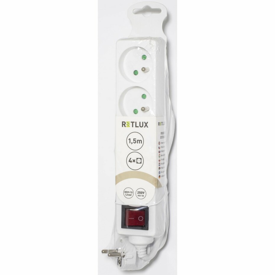 Retlux RPC 23 Prodlužovací kabel s vypínačem, 4 zásuvky, 1,5 m - main (1)