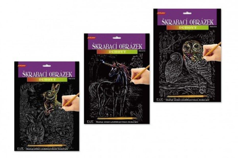 ArtLover Sada Škrabací obrázek - duhový 20,3 x 25,4 cm/mix 3 motivů, 1.  vydání - main (0)