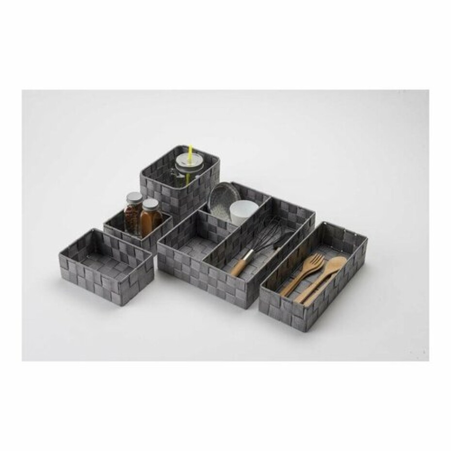 Compactor Úložný organizér do zásuvky Compactor TEX - košík S, 12 x 12 x 7 cm, šedý, S - main (1)