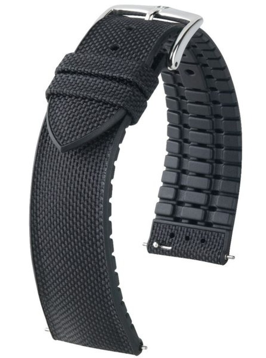 Řemínek Hirsch Arne - černý - 21 mm - L – Standardní délka (doporučujeme) - 20 mm - Stříbrná - main (0)