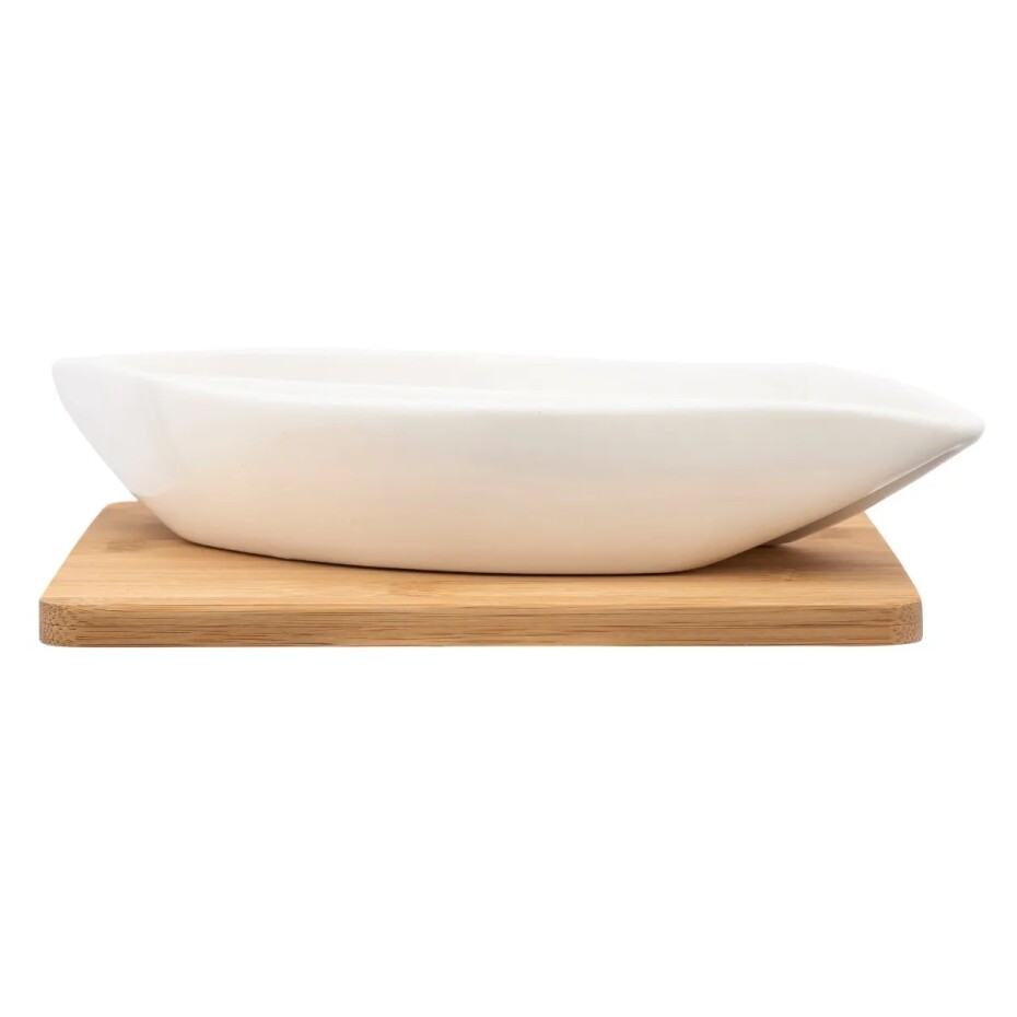 Altom Porcelánová dělená miska na bambusovém podnosu, 26 x 14 x 5 cm - main (1)