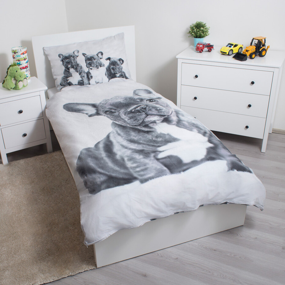 Jerry Fabrics Dětské bavlněné povlečení Bulldog, 140 x 200 cm, 70 x 90 cm - main (1)